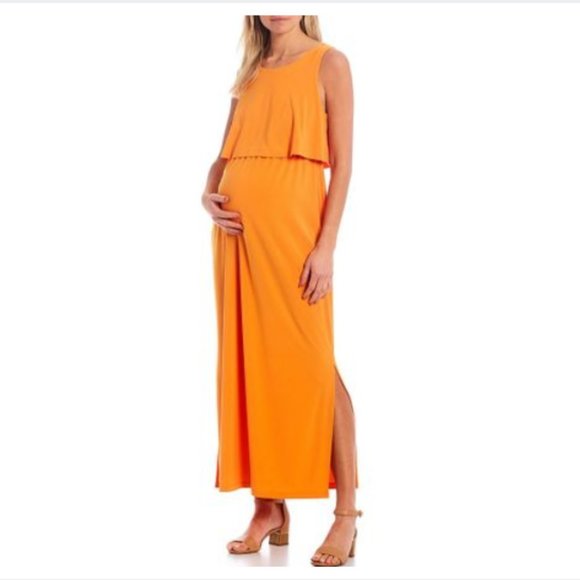 Alex Marie Dresses & Skirts - HOST PICK  Alex Marie Maternity Nursing Tangerine Orange Maxi Dress  size S